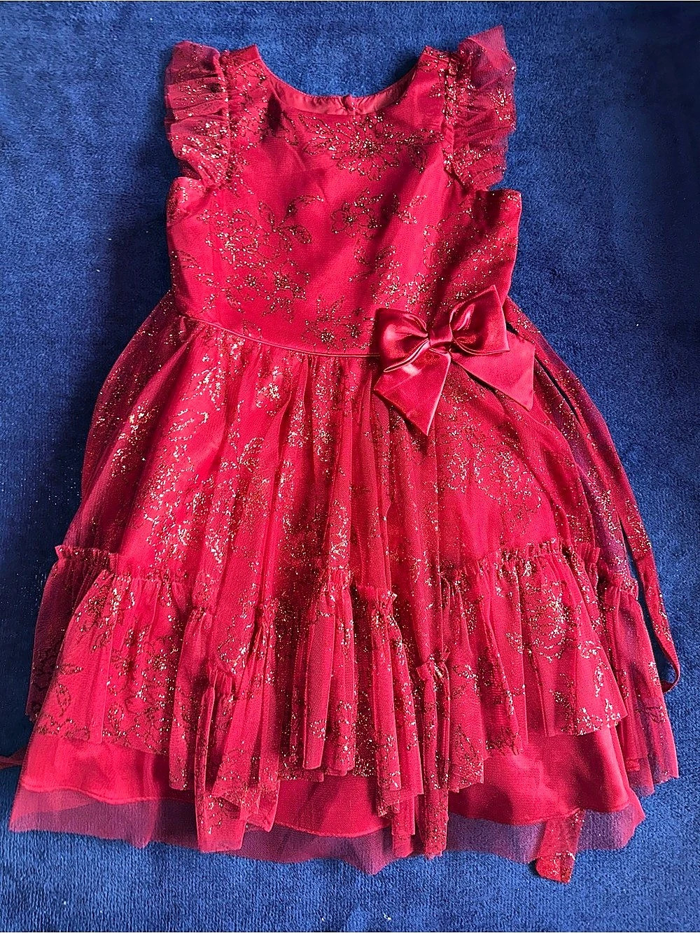 Girls Jona Michelle Red Glitter Tulle Dress Size 8